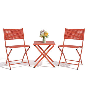 English Elm Patio Folding Bistro Set with E-coated Steel Frame for Balcony Garden Outdoor Dining Orange-Red T5880P492159