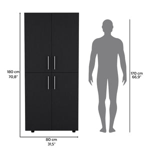 English Elm Armoire Melfa 71" H with 2 doors, 3 drawers and hanging rod for organized, elegant bedroom storage Black 39 L x 23 W x 6 H B097S00122