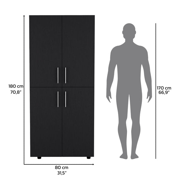 English Elm Armoire Melfa 71" H with 2 doors, 3 drawers and hanging rod for organized, elegant bedroom storage Black 39 L x 23 W x 6 H B097S00122