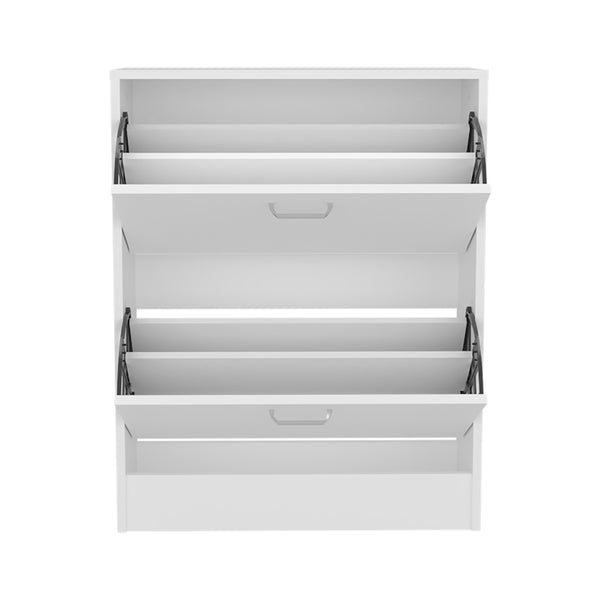 English Elm Shoe Compact 2-Door White Engineered Wood Shoe Cabinet for Entryway or Bedroom — Durable Concealed Storage B097P369435