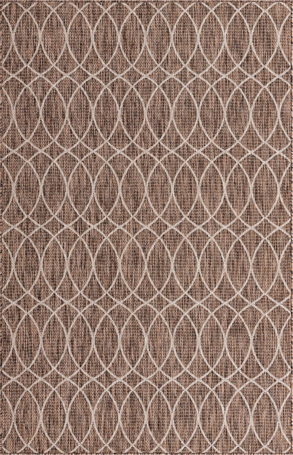 Unique Loom Outdoor Trellis Gitter Machine Made Trellis Rug Brown, Ivory 5' 3" x 8' 0"