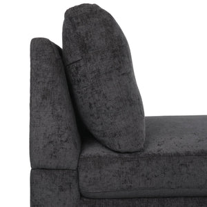 English Elm Christopher Knight Home® - CHAISE Plush Fabric Lounge with Silver Bracket Legs and Backrest Pillow for Stylish Comfort Black 66.75 L x 30.5 W x 12.25 H 68109.00BLK