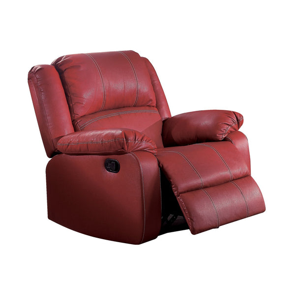 English Elm Zuriel Red PU Leather Motion Rocker Recliner with Pocket Coil Seat, 135° Manual Recline, Ergonomic Comfort B2726P285314