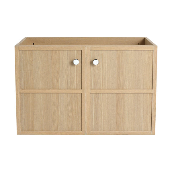 English Elm 30" Modern Wall-Mounted Bathroom Vanity Cabinet, Oak Plywood Finish, 2 Soft-Close Doors, Hardware Included W1972P265284