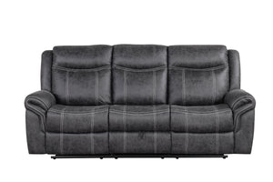 English Elm Zubaida Dark Gray Microfiber Power Motion Sofa w/USB Cup Holders & Drop-Down Table, Pocket Coil Recliner B2726P283311