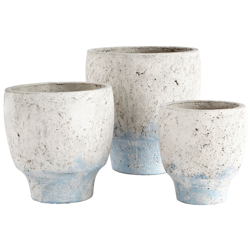 Venice Planter Antique White Blue Accents 09608 Cyan Design