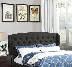 English Elm Modern Wingback Platform Bed Tufted Upholstered Headboard Charcoal Eastern King Frame B011P421732