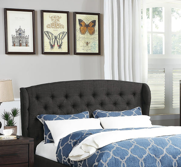 English Elm Modern Wingback Platform Bed Tufted Upholstered Headboard Charcoal Eastern King Frame B011P421732
