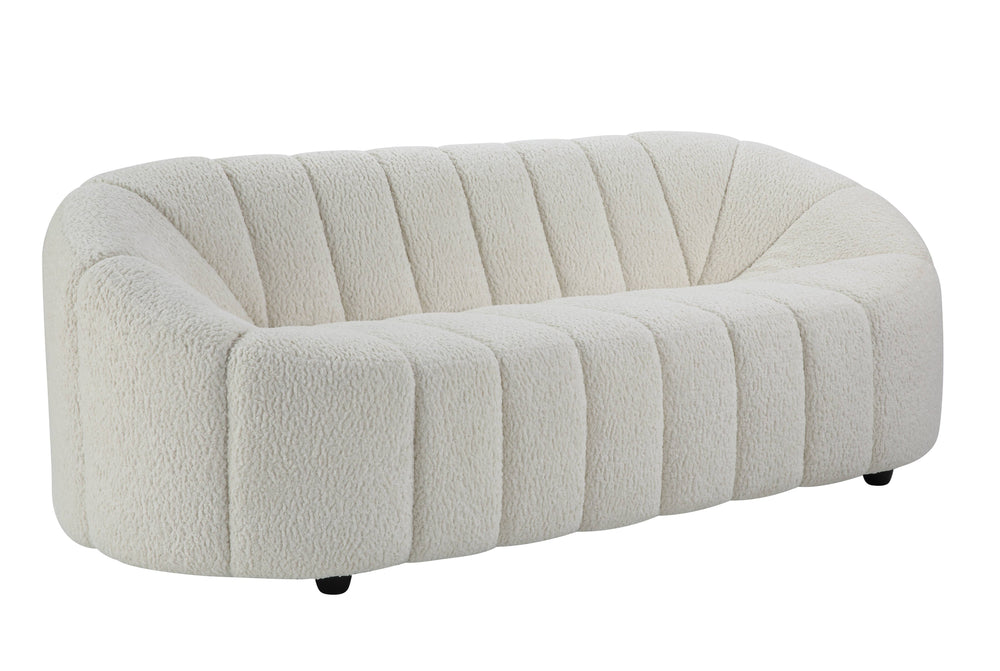 English Elm Osmash Plush White Teddy Sherpa Sofa with Full Foam Seat, Sturdy Larch Wood Frame, 70" Seat B2726P265299