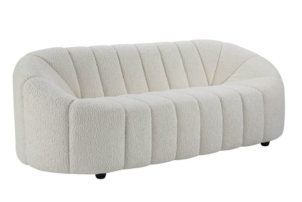 English Elm Osmash Plush White Teddy Sherpa Sofa with Full Foam Seat, Sturdy Larch Wood Frame, 70" Seat B2726P265299