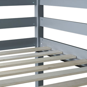 English Elm Twin High Loft Bed with Built-In Desk and Ladder — Space-Saving Rubberwood Study & Sleep Solution Grey W504P206978