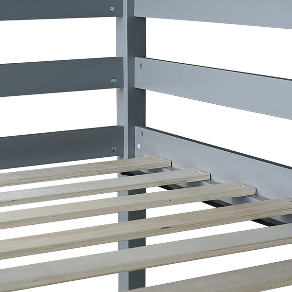 English Elm Twin High Loft Bed with Built-In Desk and Ladder — Space-Saving Rubberwood Study & Sleep Solution Grey W504P206978