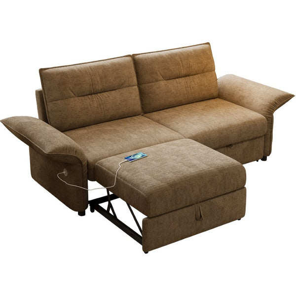 English Elm This Fleece Convertible Sleeper Sofa Unfolds Into a Full Bed for Guest Rooms W3820S00042