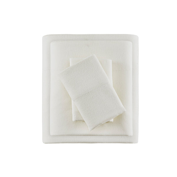 JLA Home True North by Sleep Philosophy - Printed ultra-soft cotton flannel sheet set — brushed warmth, OEKO-TEX certified, cozy winter comfort Ivory Solid TN20-0111