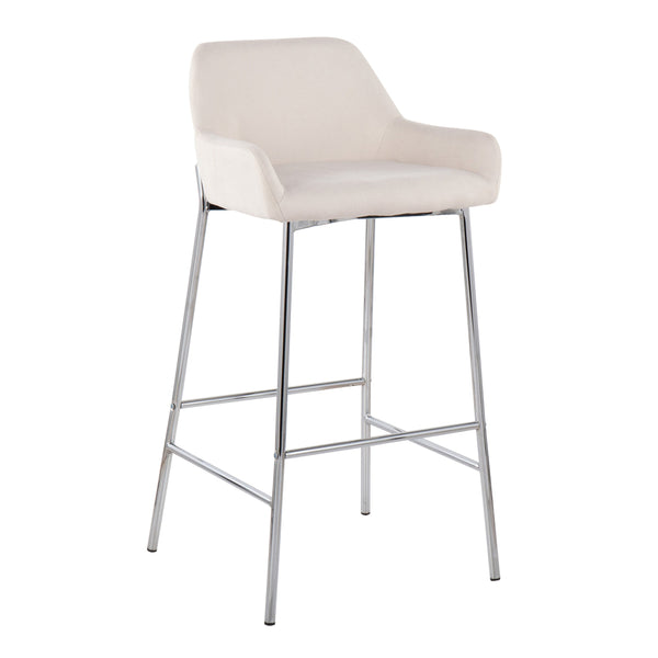 English Elm Daniella Contemporary Bar Stool Set Of 2 – Chrome Metal Frame & Cream Fabric For Modern Interiors B202S00541