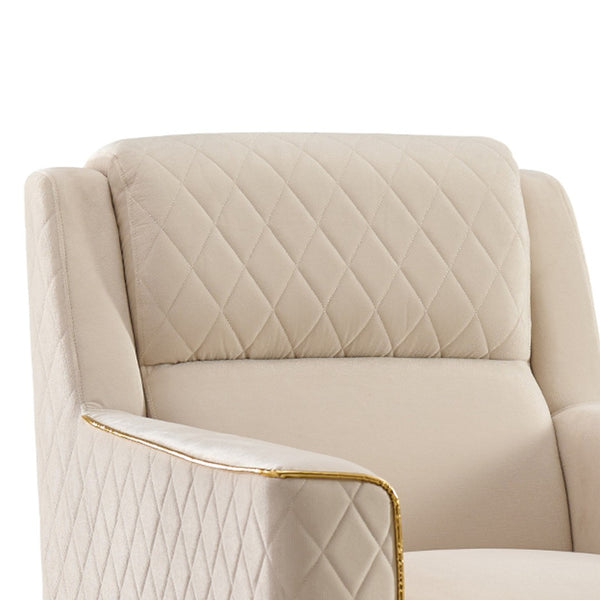 English Elm Lisa Quilted Ivory Accent Chair with Birch Frame Gold Steel Legs Pocket Coil Seat B009P441818