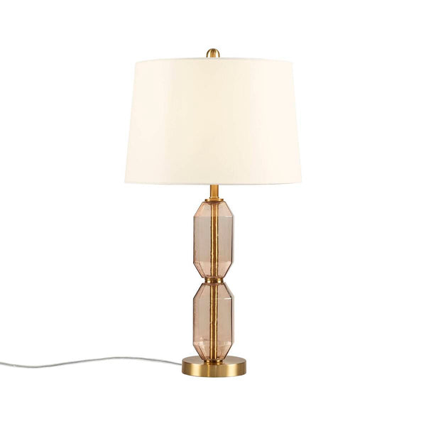 English Elm Faceted Glass Table Lamp with Gold Accents, Sculpted Faceted Base, 26.5"H Statement Lighting Brown 17.25 L x 16 W x 16 H B035P264526