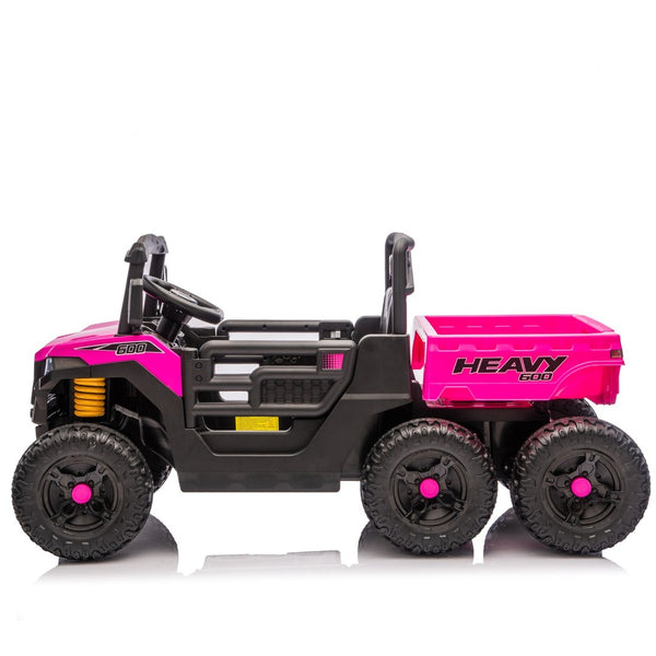 English Elm 24v 400w Six Wheel Kids Electric Dump Truck 4wd Remote Control Ride on Toy Pink W1578P353181