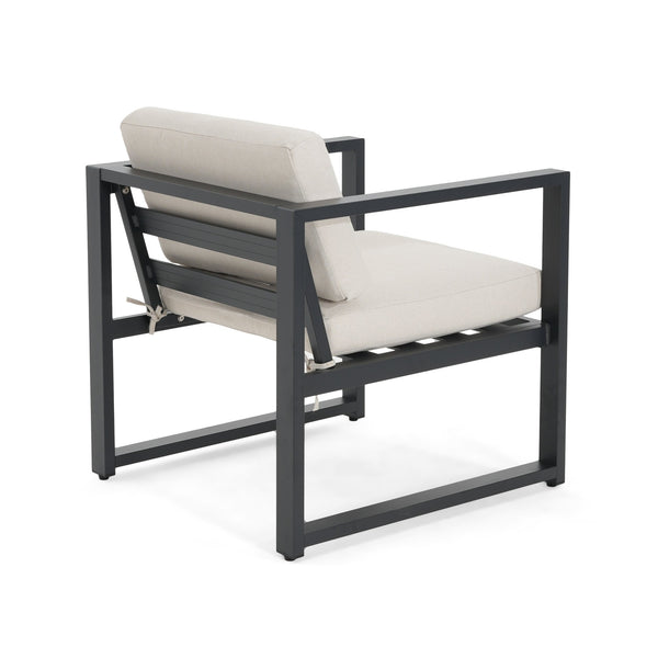 English Elm Christopher Knight Home® - NAVAN Outdoor Patio Club Chair Set of 2 – Lightweight Aluminum Frames with Removable Fade‑Resistant Cushions Beige+Black N775P243391B