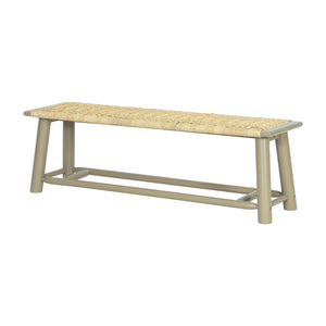 English Elm Farmhouse Solid Wood Rattan Bench – 59" Indoor & Covered Outdoor Seating, Moisture-Resistant Finish, Seats 3 Gold N842P271335E