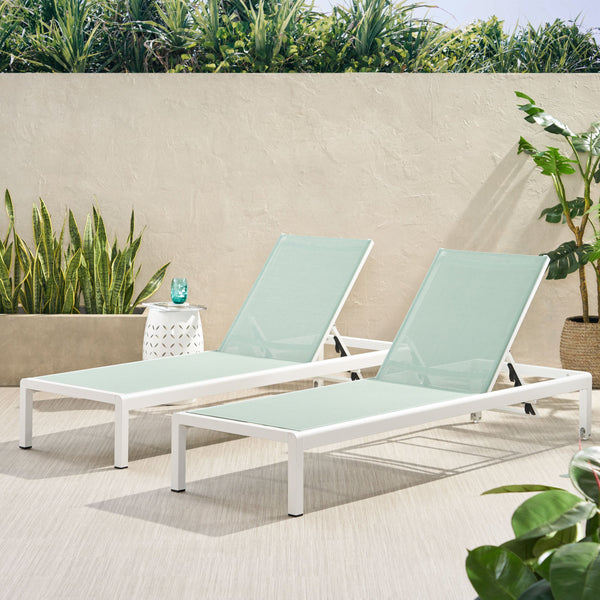 English Elm Christopher Knight Home® - Cape Coral Chaise Lounge - Adjustable Outdoor Lounger With Rust-Resistant Frame & Easy Mobility 57592.00GRNMP2