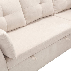 English Elm Sofa Sofa In Luxurious Beige Chenille - L-Shaped Sectional With Storage Chaise & Convertible Sleeper Design W1568P168052-GIGA