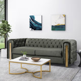 Christopher Knight Home® - Noble House - Keyser Modern Glam Tufted Velvet 3 Seater Sofa