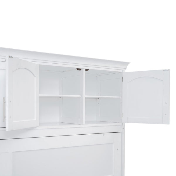 English Elm Queen Murphy Wall Bed with Integrated Wardrobe and Drawers for Studio Spaces LP000876AAK