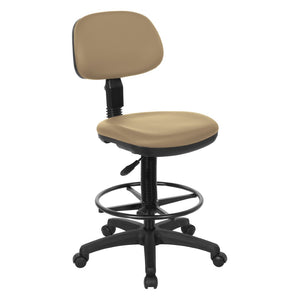 OSP Home Furnishings Sculptured Ergonomic Drafting Chair with Vinyl Upholstery for Studio and Lab Workspaces Dillon Buff DC517V-R104
