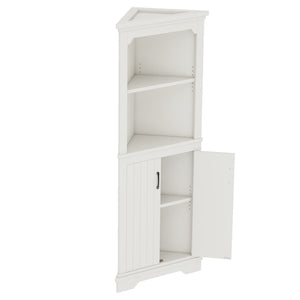 English Elm Tall Corner Cabinet White Mdf Open Shelves Closed Storage for Any Room W1580P414889