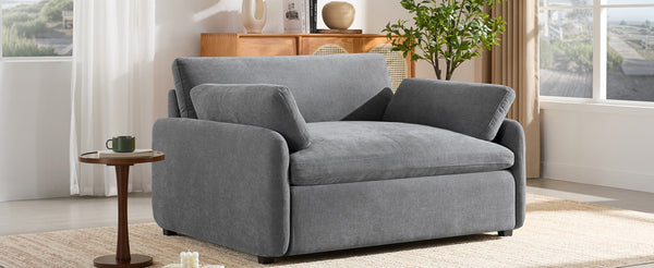 English Elm 50*43" Oversized Chenille Armchair Deep Lounge Seat Modern Minimalist Living Room Chair Gray N723S5042R