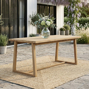 English Elm Outdoor Acacia Wood Round Patio Dining Set with Umbrella Hole and Curved Armchairs Light Teak N719P402255L