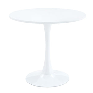 English Elm 31.9"hourglass-shaped Round Table White Mdf Top Nordic Style for Dining or Office W1151P256807