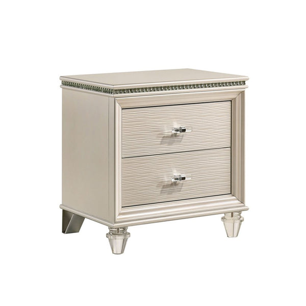 English Elm 2 Drawers Nightstand With Acrylic Legs - Modern Pearl White Design For Stylish Bedroom Storage B016P252233
