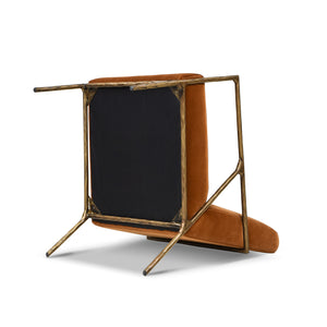 English Elm Jennifer Taylor Home - Aerin Hammered Brass Upholstered Accent Arm Chair with Performance Velvet, Sturdy Iron Frame, 34"L Burnt Orange B2719P238265