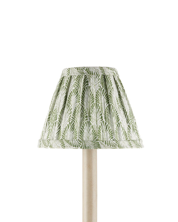 Currey & Company Plume Elegant Tapered Chandelier Shade With Fan-like Pattern By Lacefield Designs For Stunning Décor Green Cotton 0900-0052-currey-company