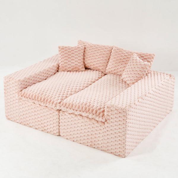 English Elm Luxury Turtle Velvet Multifunctional Sofa - Convertible 4-Seat Modular Design, Plush Sponge Comfort W3371S00031