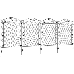 English Elm Outsunny Steel Garden Fence Panels 4 Pack Rust Resistant Decorative Vine Border Yard W2225P217553