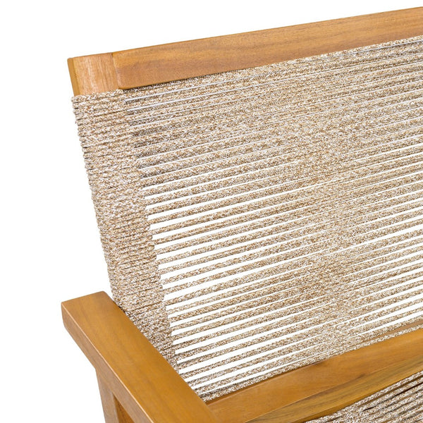 English Elm Outdoor Acacia Wood Dining Chairs with Woven Rope Seats for Patio or Terrace Set 2 N779P355695B