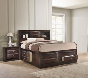 English Elm Dark Sleigh Bed Queen Size Elegant Louis Philippe Wooden Frame with Curved Headboard and Footboard, Classic Bedroom Centerpiece Cherry 32.2 L x 20.72 W x 16.7 H B2741S00609