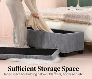 English Elm Spascious Corduroy Storage Bench with Hidden Compartment for Bedroom or Entryway T3971P431213