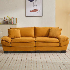 English Elm Corduroy Stylish Sleeper Sofa Loveseat with Dual-Layer Cushions & Two Support Pillows, Sturdy Frame Yellow W676P184141