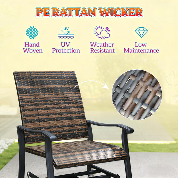 English Elm Garden Steel Frame Outdoor Glider Chair with Breathable Mesh for Porch or Patio T3971P444279