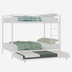 English Elm Durable Iron Bunk Bed with Trundle Safety Rails Kids Guest Twin Full Metal W1935P360857