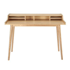 EuroStyle Flavio 47 Inch Writing Desk with Six Open Shelves for a Stylish Home Office Oak 09701-OAK