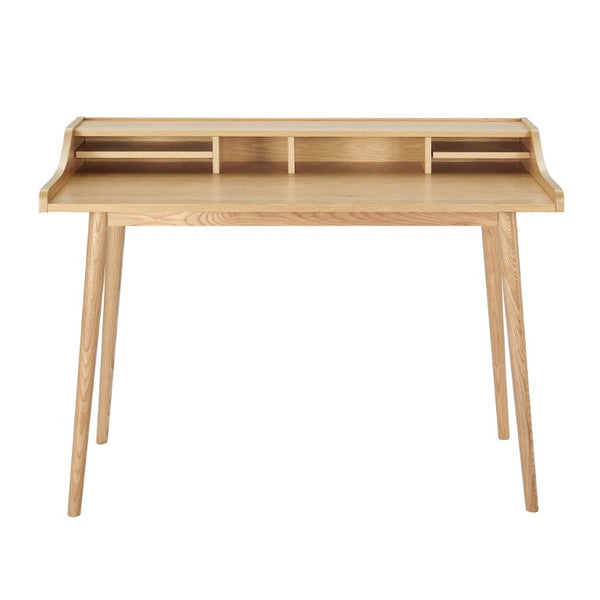 EuroStyle Flavio 47 Inch Writing Desk with Six Open Shelves for a Stylish Home Office Oak 09701-OAK