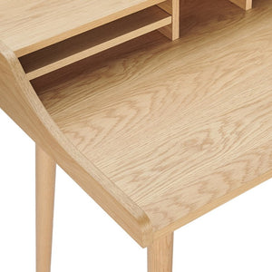 EuroStyle Flavio 47 Inch Writing Desk with Six Open Shelves for a Stylish Home Office Oak 09701-OAK