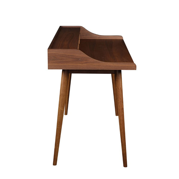 EuroStyle Flavio 47 Inch Writing Desk with Six Open Shelves for a Stylish Home Office Walnut 09701WAL