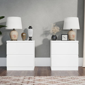 English Elm 19.7-inch Matte Finish Nightstand with Touch Release Drawers for Minimalist Bedrooms White W3151P407885