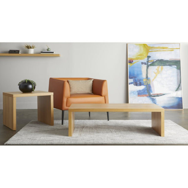 EuroStyle Abby Lacquered Coffee Table Low Profile Modern Design for Contemporary Living Rooms Oak 09704-OAK